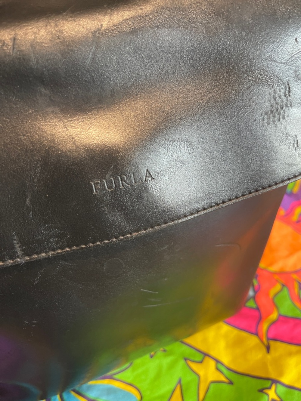 Furla Black Leather Flap Backpack with Top Handle Have Small Damage - Picture 5 of 11